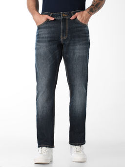 Jack & Jones - Navy Blue 5 Pocket Clark Straight Fit Jeans