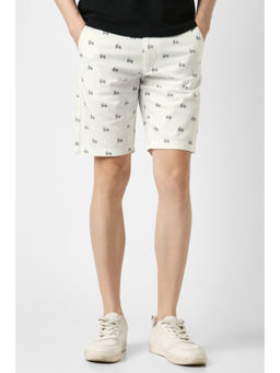 Peter England - White Print Casual Shorts