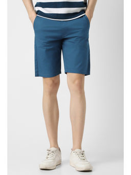 Peter England - Blue Textured Casual Shorts