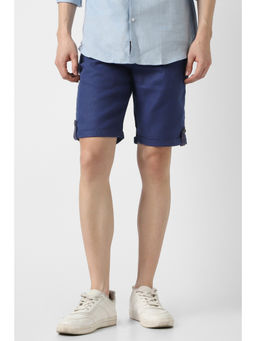 Peter England - Blue Textured Casual Shorts