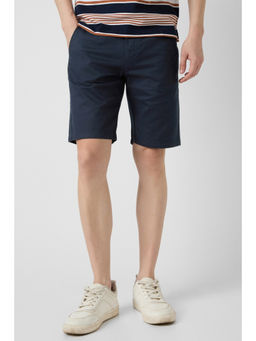 Peter England - Navy Blue Textured Casual Shorts