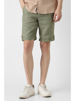Peter England - Green Textured Casual Shorts