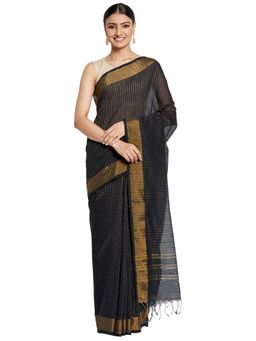 Fabindia - Cotton Silk Woven Sari (Black)