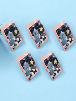 Yellow Bee - Cute Hair Clips Set For Girls - Blue (Pack of 5)