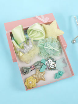 Yellow Bee - Cute Hair Clips Set For Girls - Lime (Pack of 10)