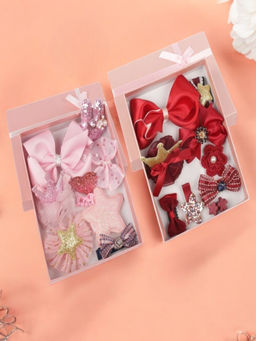 Yellow Bee - Chic Hair Clips Set For Girls - Pink And Red (Pack of 2)