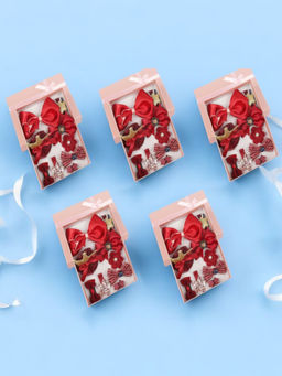 Yellow Bee - Cute Hair Clips Set For Girls - Red (Pack of 5)