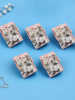 Yellow Bee - Cute Hair Clips Set For Girls - Silver (Pack of 5)