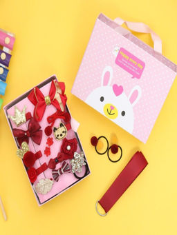 Yellow Bee - Cute Hair Clips Set For Girls - Red, Set of 18