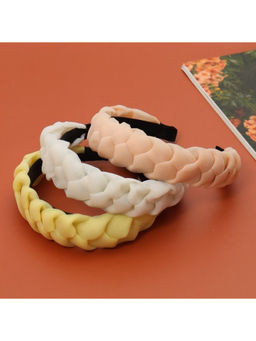 Yellow Bee - Chic Trio Hairband Set For Girls - Yellow, White And Peach (Pack of 3)