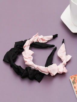 Yellow Bee - Elegant Hairband Duo - Pink And Black (Pack of 2)
