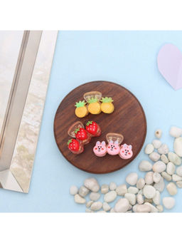 Yellow Bee - Vibrant Hair Clutcher For Girls - Red Pink And Yellow (Pack of 3)