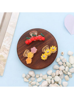 Yellow Bee - Vivid Hair Clutcher Set For Girls - Red And Yellow (Pack of 3)