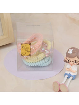 Yellow Bee - Soft Braided Rubber Bands With Pearl - Multicolor (Pack of 6)