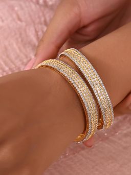 Ratnavali Jewels - White Gold Plated American Diamond Cz Classy Bangle Set