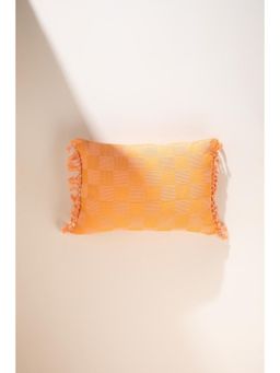 Freedom Tree - Waffle Woven Cotton Orange Cushion Cover - 14x20 Inches