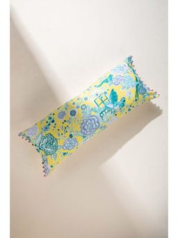 Freedom Tree - Damask Rose Cotton Duck Yellow Cushion Cover - 14x36 Inches