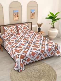 JAIPUR FABRIC - Coral 180 Tc Cotton Barmeri Printed King Bedsheet with Pillow Covers