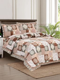 JAIPUR FABRIC - Multi-Color 140 TC Cotton Block Printed Double Bed King Bedsheet with Pillow Cover