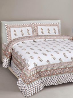 JAIPUR FABRIC - 240 TC Cotton King Bedsheet For Double Bed with Pillow Covers