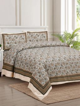 JAIPUR FABRIC - 180 TC Florets Musk Cotton Double King Bedsheet with Pillow Covers