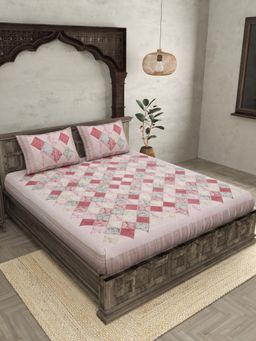 JAIPUR FABRIC - 210 TC Cotton Printed Double Bed King Bedsheet with Pillow Covers