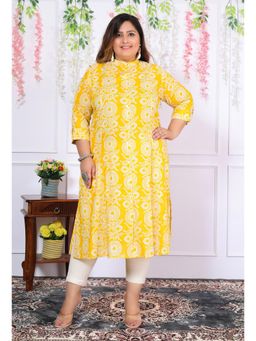 Gahan - Stylish & Comfortable Print Womens Kurta - Yellow