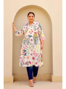 Gahan - Stylish & Comfortable Print Womens Kurta - White