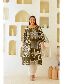 Gahan - Stylish & Comfortable Print Womens Kurta - Olive