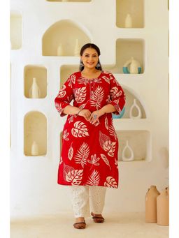 Gahan - Stylish & Comfortable Print Womens Kurta - Red