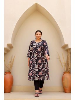 Gahan - Stylish & Comfortable Print Womens Kurta - Black