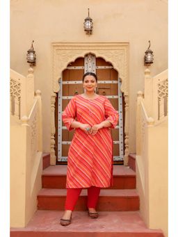 Gahan - Stylish & Comfortable Print Womens Kurta - Orange