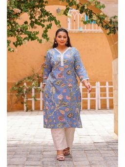 Gahan - Stylish & Comfortable Print Womens Kurta - Sky Blue