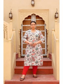 Gahan - Stylish & Comfortable Print Womens Kurta - White