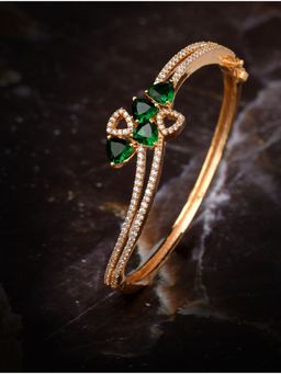 Saraf RS Jewellery - Gold plated with Green American Diamond studded handcraft stylish Bracelet (Onesize)