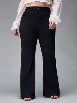 Miss Chase - A+ Curve Collection Plus Size Black Bootcut High Rise Jeans