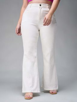 Miss Chase - A+ Curve Collection Plus Size White Bootcut High Rise Stretchable Jeans