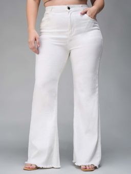 Miss Chase - A+ Curve Collection Plus Size White Bootcut High Rise Denim Jeans