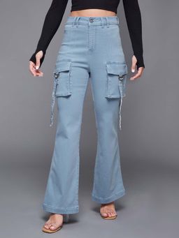 Miss Chase - Light Blue Bootcut High Rise Clean Look Regular Denim Jeans