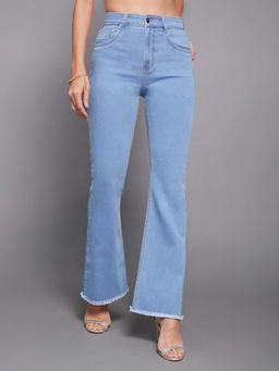 Miss Chase - Light Blue Bootcut High Rise Clean Look Regular Stretchable Jeans