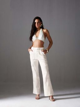 Miss Chase - White High Rise Clean Look Stretchable Denim Jeans