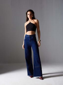 Miss Chase - Navy Blue High Rise Clean Look Stretchable Denim Jeans