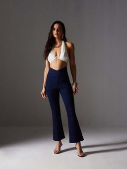 Miss Chase - Navy Blue Stretchable Denim Bootcut Shaping Jeans