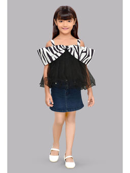 Pink Chick - Black Cold Shoulder Bow Top