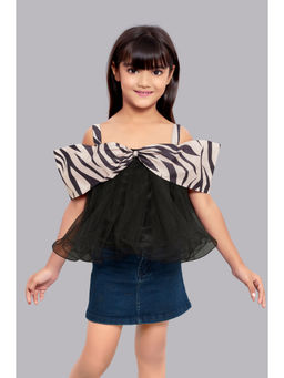 Pink Chick - Brown Cold Shoulder Bow Top