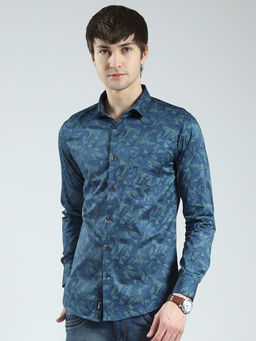 Monte Carlo - Green Printed Slim Fit Shirt