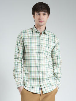Monte Carlo - Beige Checks Slim Fit Shirt