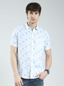Monte Carlo - White Printed Regular Fit Shirt