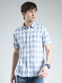 Monte Carlo - Blue Checks Regular Fit Shirt