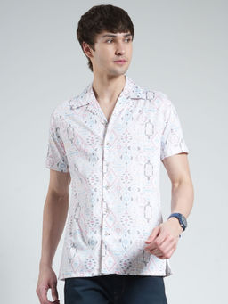 Monte Carlo - White Printed Regular Fit Shirt